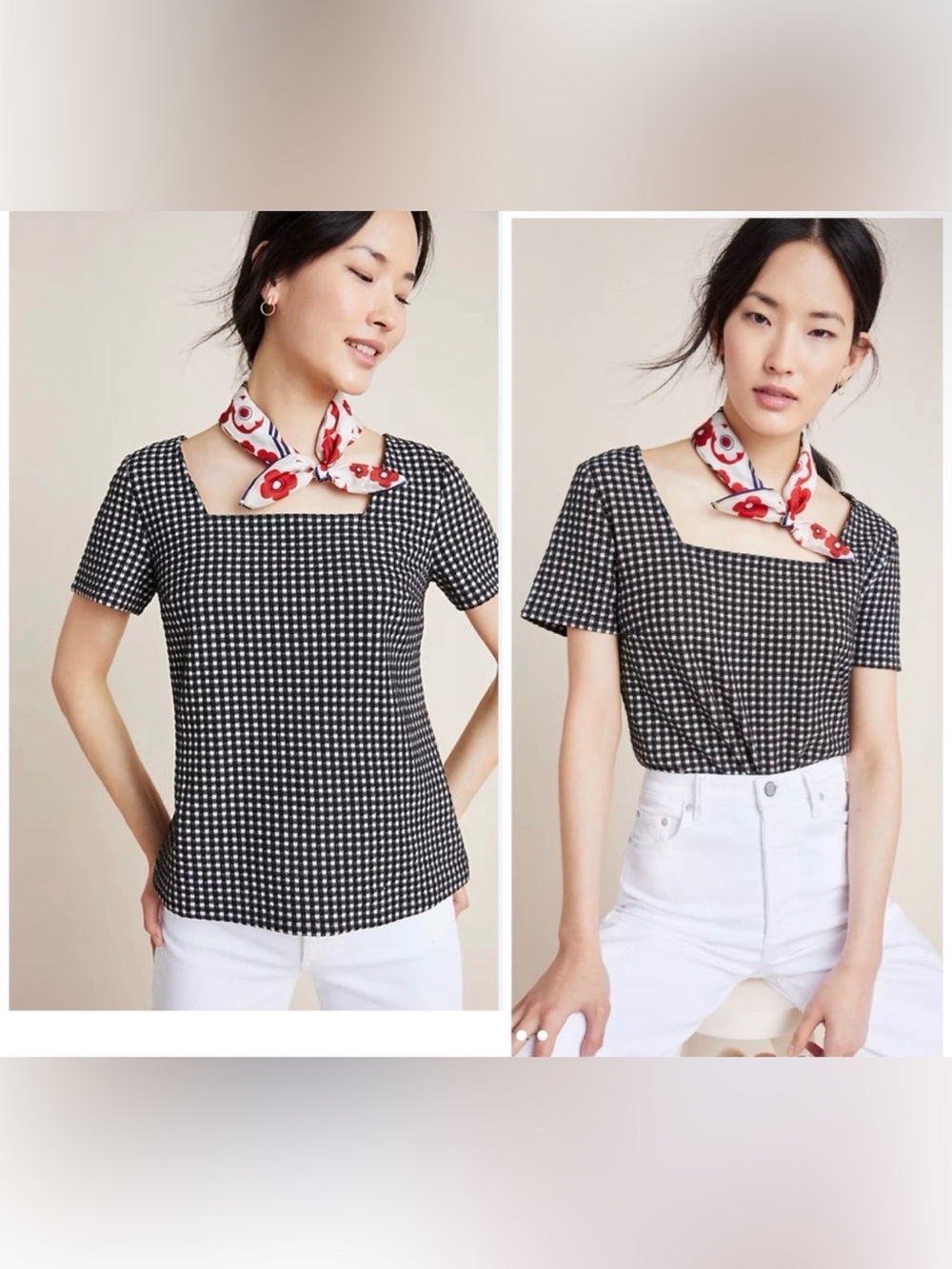 Anthropologie Black and White Patterned Blouse